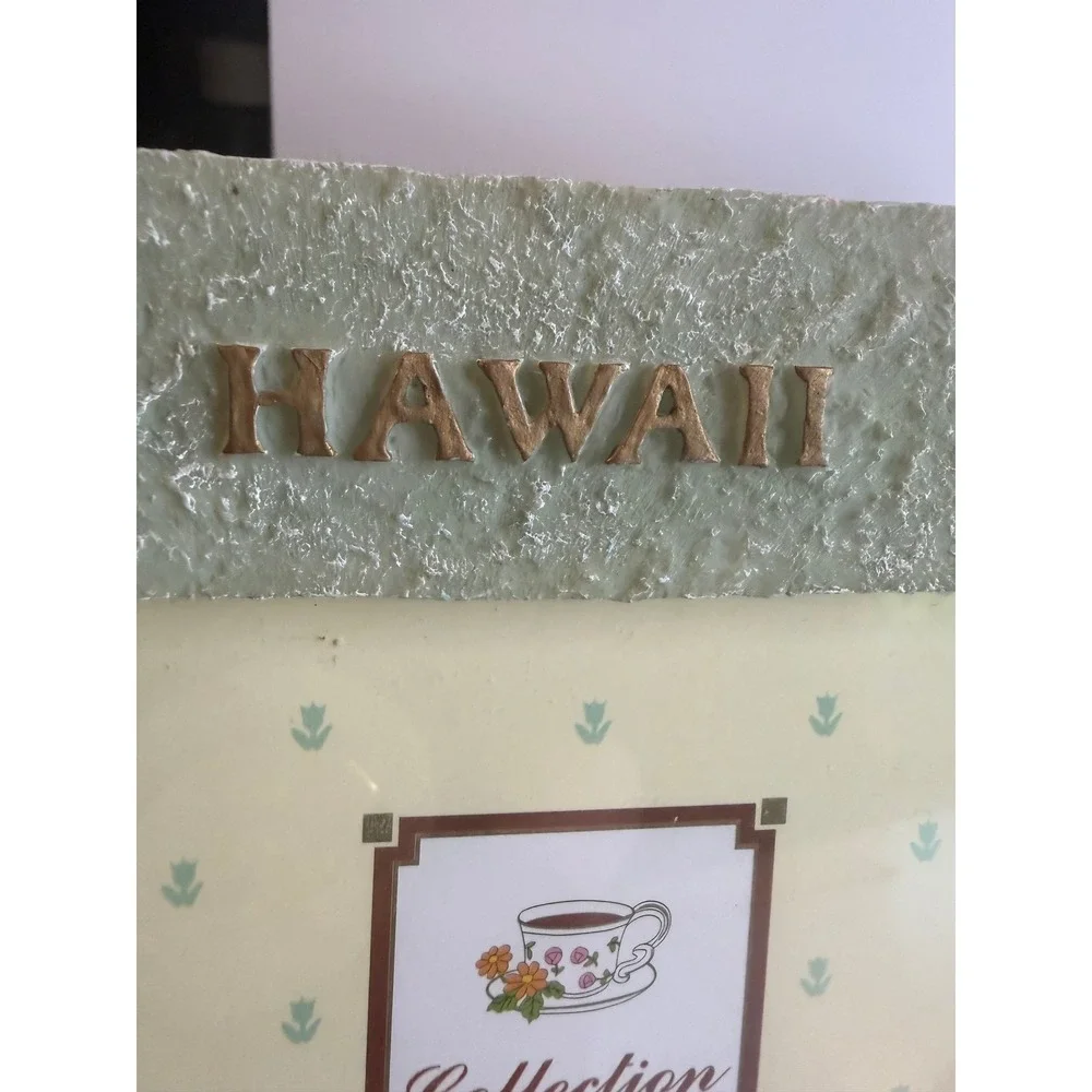 Vintage Hawaii Picture Frame Set Aloha Turtle Plumeria Maui Souvenir Frames